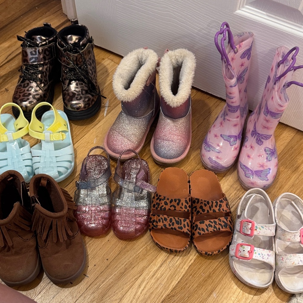 Girls Mixed Shoe Lot - Glitter Boots, Rain Boots, Sandals